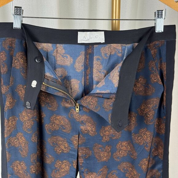 A.L.C. 100% Silk Paisley Trousers sz 8 - Picture 11 of 13